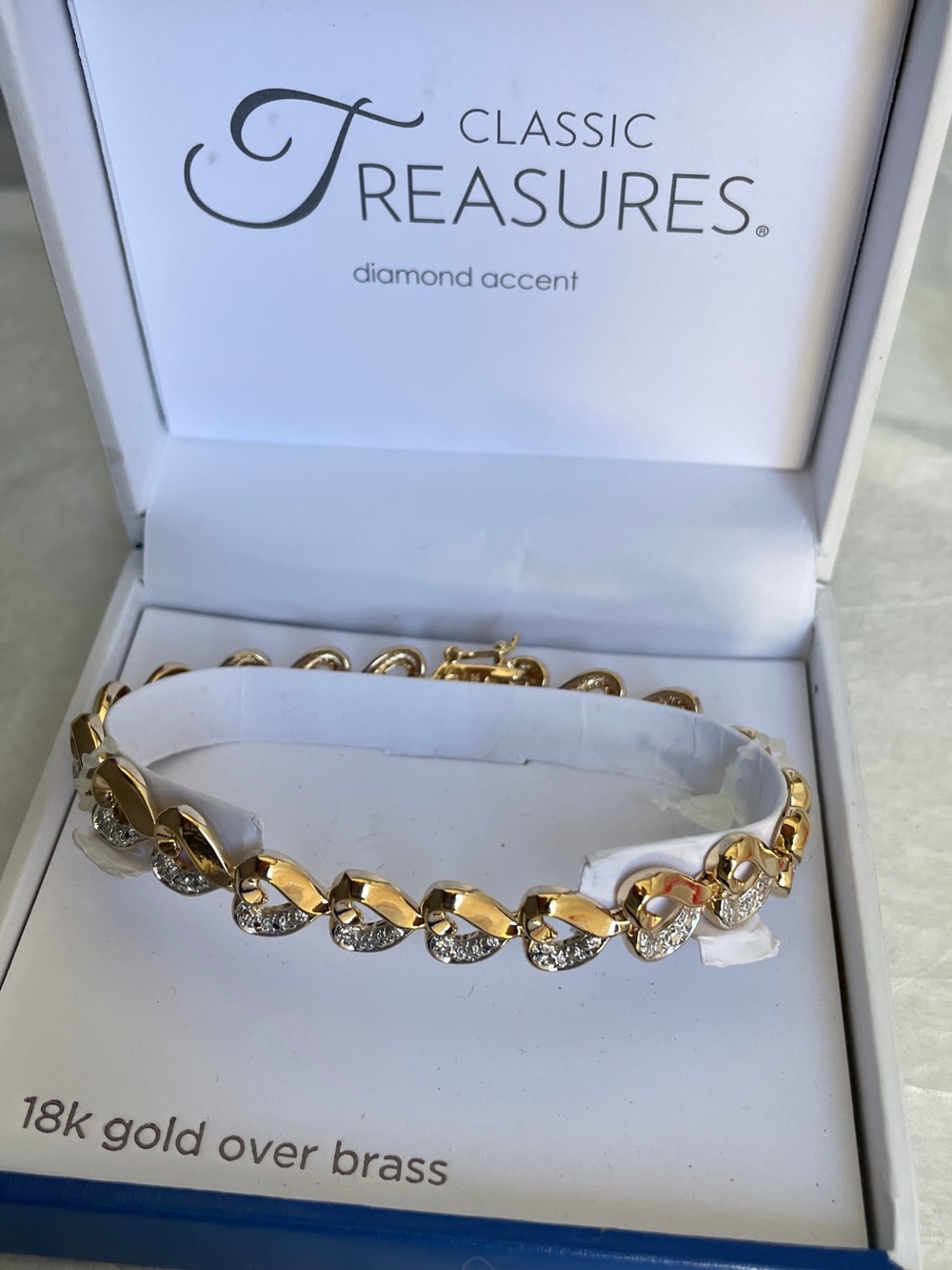 18K Gold Over Brass Two-Tone Tennis Bracelet - Gold & Silver